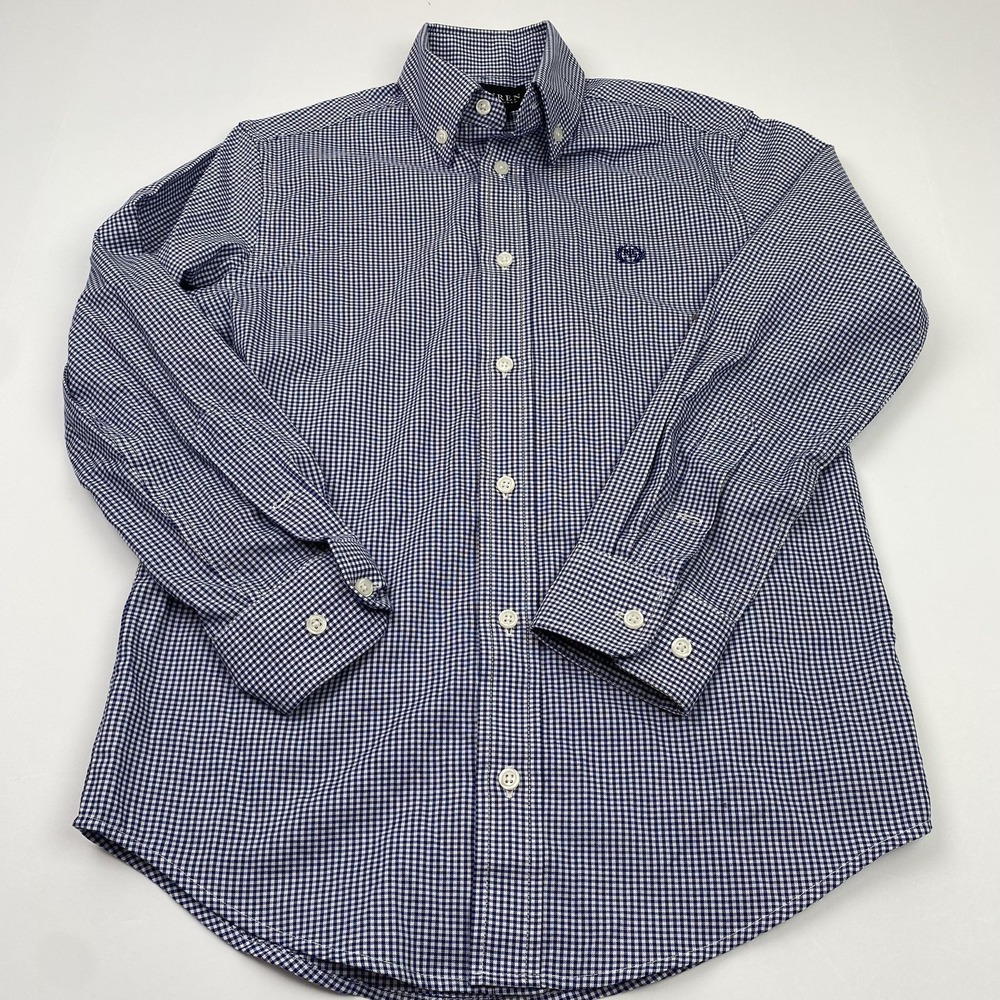 Lauren Ralph Lauren Shirt Womens 10 Blue Check Button Front Long Sleeve Top